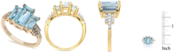Macy's Aquamarine (3 ct. t.w) & Diamond (1/2 ct. t.w.) Ring in 14K Yellow Gold